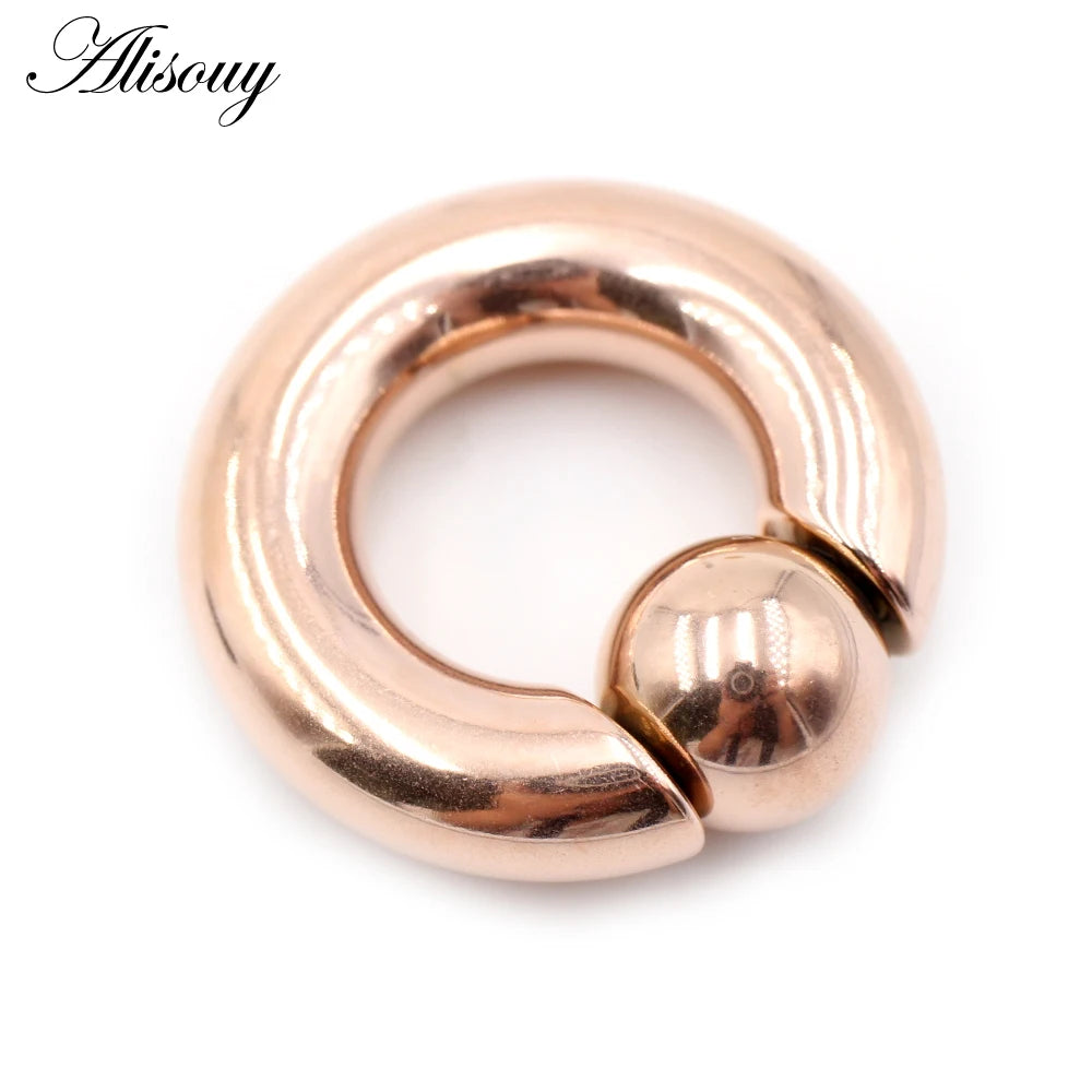 Alisouy 1pc Surgical Steel Captive Hoop Rings BCR Ring Eyebrow Ear Tragus Piercing Nose Closure Nipple Bar Lips Body Jewelry EM1163E Rose Gold