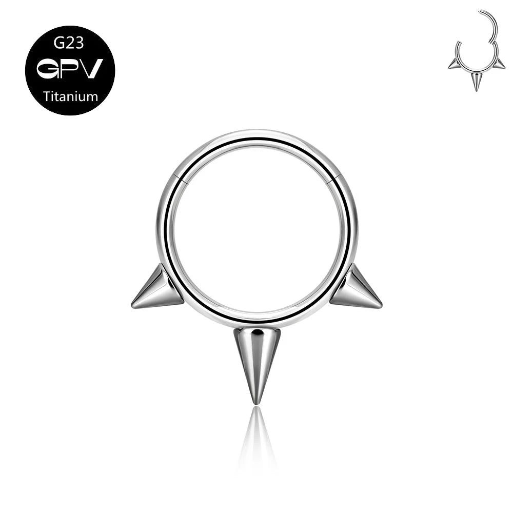 G23 Titanium Nasal Septum Ring Welding Pointed Vertebrae Punk Nasal Ring Puncture Jewelry Men And Women's Earrings Sliver 1PCS