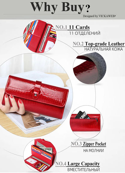 Free Gift Women Leather Wallet Long Ladies 3 Folders Clutch Money Bag Design Purse Fashion AE605-25