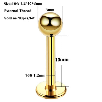 10Pcs/20Pcs/50Pcs G23 Titanium Labret Piercing Internal & External Design Lip Piercing Labret Stud Cartilage Helix Piercing Badiee Stylez