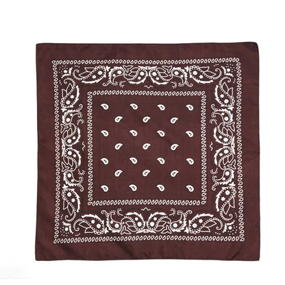 Fashion Hip Hop Bandana Kerchief Unisex Black Hair Band Neck Scarf Headwear Wrist Wraps Head Square Scarves Print Handkerchief Brown 55CM-55CM