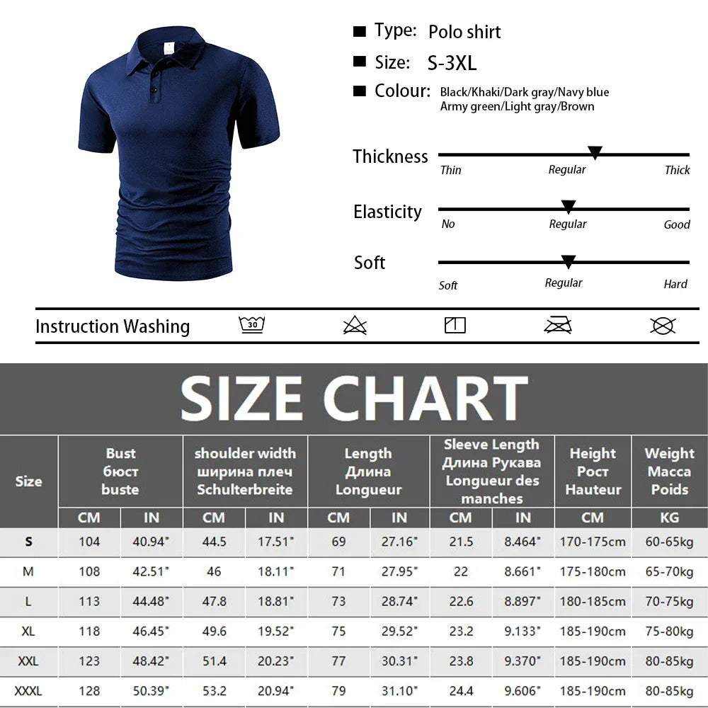 Men's Trendy Polo Shirt - Breathable Solid Color Casual Tee for Effortless Summer Style