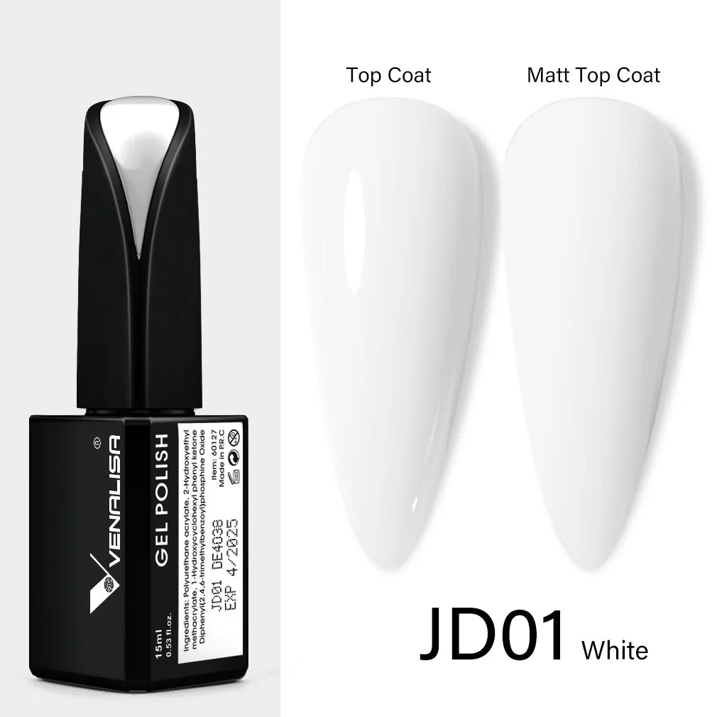 Venalisa 15ml Nail Prep Dehydrator Fast Dry Acid-Free Primer Bond Natural for Builder Jelly Gel Nail Gel Polish Color GelVarnish JD01 white