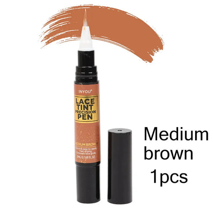 Lace Tint Pen Tinted Lace Precison Parting Pen Black Medium Dark Light Brown 5Ml 0.17Oz - Wig Lace Tint With Brush Applicatior 1pcs medium brown