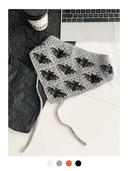 Halloween Costume Skeleton Ghost Bat Spider Web Personalized Knitted Crochet Headband Female Photo Photo Triangle Scarf Trendy Badiee Stylez