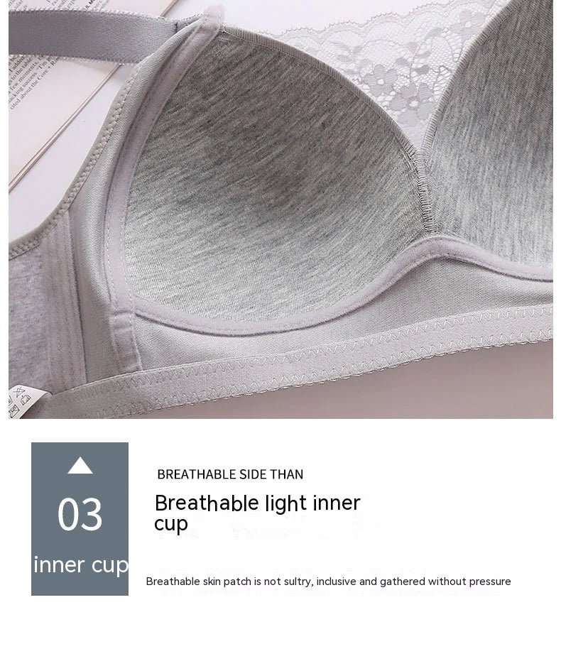 Women Large Size Bustier Underwear Women Thin Non-steel Ring Brassiere Mum Gathering Top Support Bra Mother Comfortable Brassier