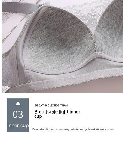 Women Large Size Bustier Underwear Women Thin Non-steel Ring Brassiere Mum Gathering Top Support Bra Mother Comfortable Brassier