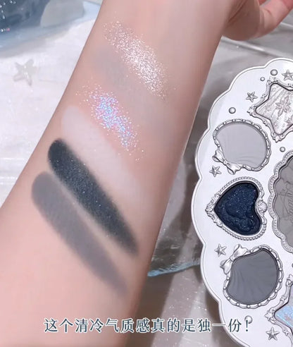 FlowerKnows Shell's Jewel Series Eyeshadow Palette 6Color Matte Shimmer Glitter Eye Makeup Embossing Cosmetics Beauty Eye Shadow