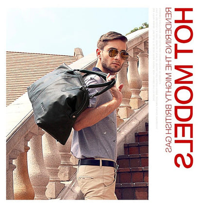 Fashion Genuine Leather Travel Bag Men's Luggage Bags Large Male Duffle Bag weekend Women Shoulder Bag Big Tote Handbag Black