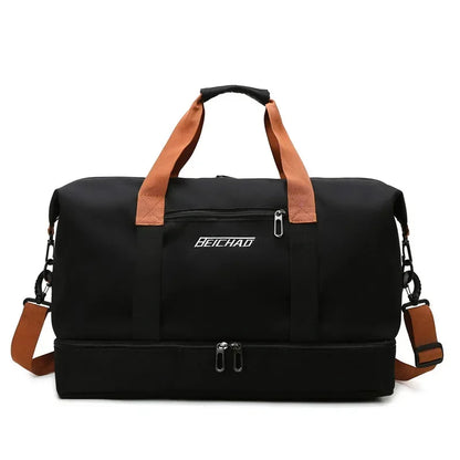 Large Capacity Travel Gym Bag Short-distance Luggage Portable Fitness Bags Shoulder Crossbody Handbags Men's Sports Waterproof B Black