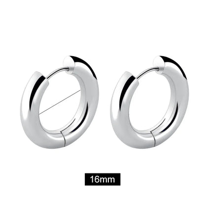 Men' s Earrings Stainless Steel Chunky Hoop Earrings For Man Round Circle Ear Hoops Punk Hip Hop Jewelry Couple Accessories KBE450-1-4