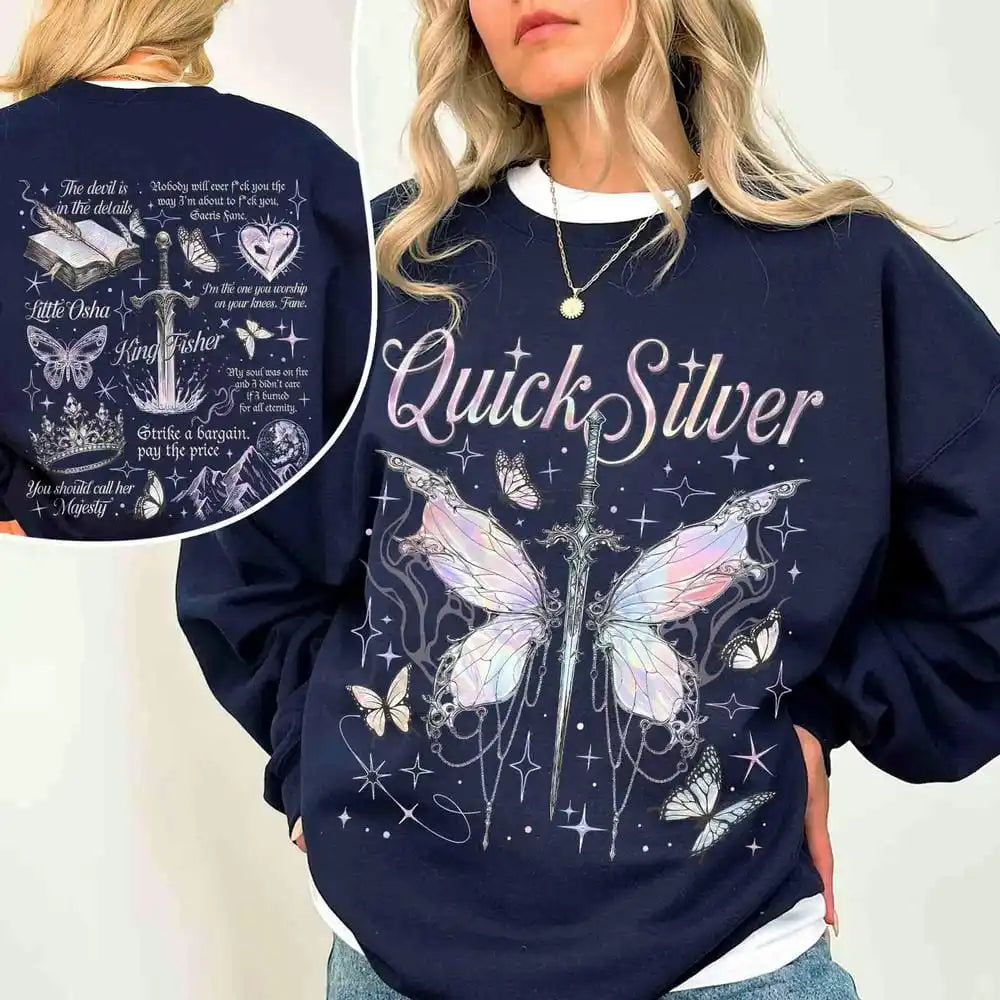 Quicksilver Two-sided Shirt For Fans Women's Saeris Fane Kingfisher Sweatshirt Little Osha Fantasy Y2K Unisex Top Streetwear navy blue 1