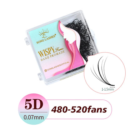 SONG LASHES High quality Professional Premade Lashes 5D 9D Wispy Lashes eyelashes extensions 5D 0.07 C 500fans