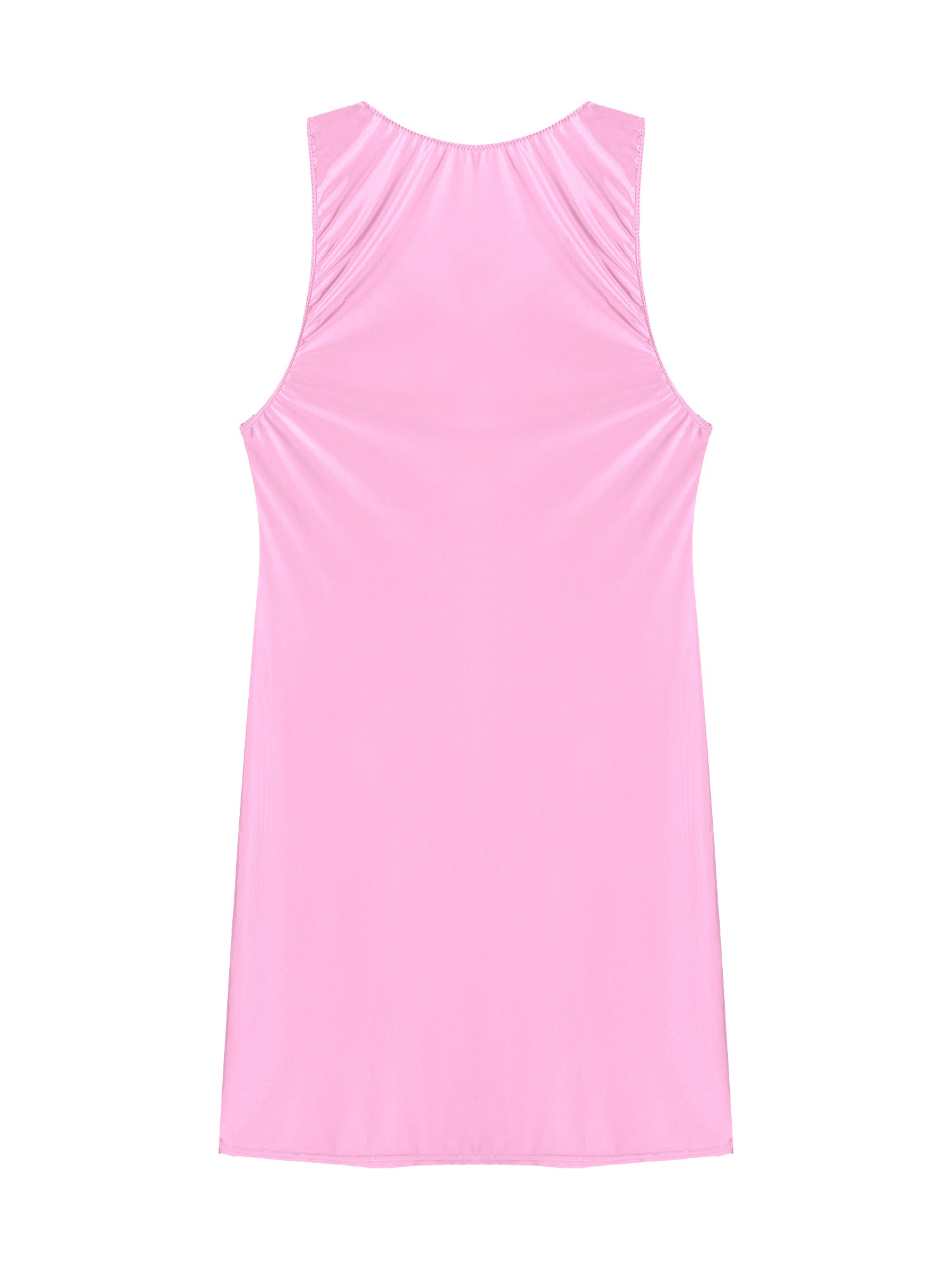 Women's Oil Glossy Stretch Tank Mini Dress Solid Color Sleeveless Tights Bodycon Short Dress Stretch U Neck Party Sundress