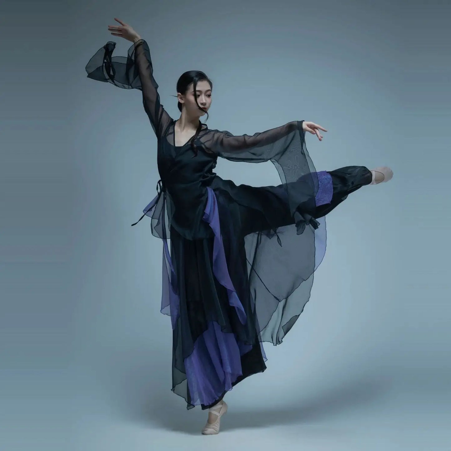 Classical Dance Costume For Women, Flowing Gauze Dress, Chinese Style Practice Outfit, Female Body Rhythm Gauze Dress, Martial Badiee Stylez