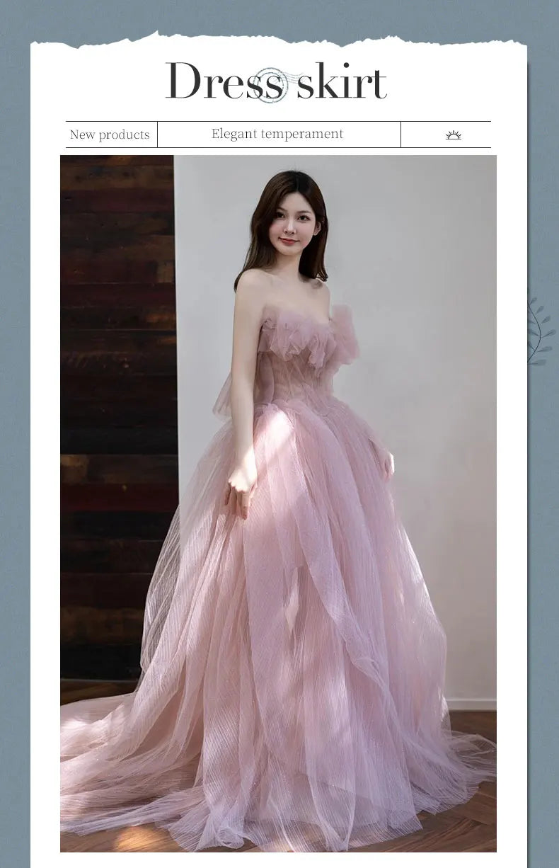 Princ Sle Wedding Dr Puffy Skirt Sweet Sle mid Waist Polyester Fiber Long Skirt No Sve Birthday Par aduation... Badiee Stylez