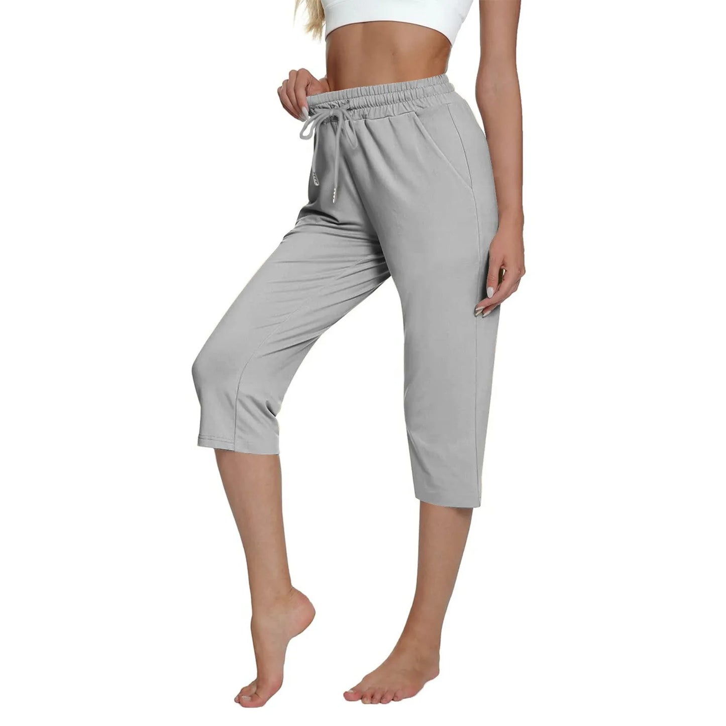 Solid Color Simple Classic Cropped Capris Pants For Women Summer Fashion Slimming Daily Versatile Sports Elastic Short Pants