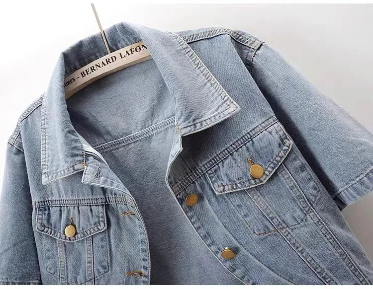 Summer New Joker Casual Short-sleeved Denim Jacket 2025 Women Short Blouse Shawl Waistcoat Female Jaqueta Jeans Feminina