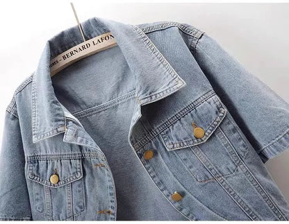 Summer New Joker Casual Short-sleeved Denim Jacket 2025 Women Short Blouse Shawl Waistcoat Female Jaqueta Jeans Feminina