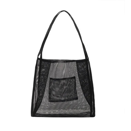 Summer Fashion Mesh Handbag Totes Hollow Out Shoulder Bags For Women Female Casual Fashion Large Capacity Shopping Pack