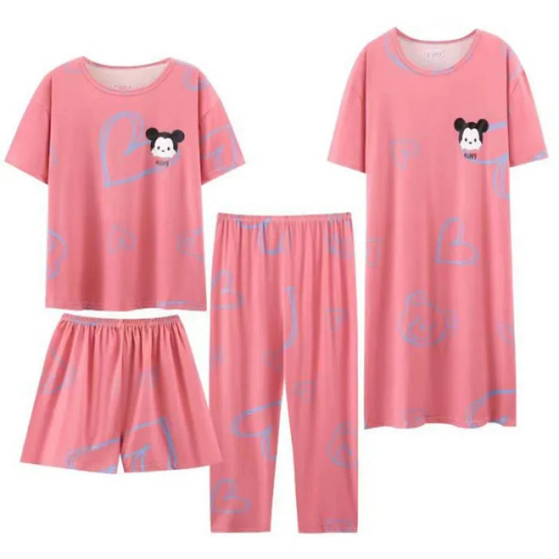 Women's Four-piece Pajamas Homewear Women's Summer Loose Students Big Size Pajamas Homewear New Casual Wear Homewear Set 2