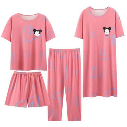 Women's Four-piece Pajamas Homewear Women's Summer Loose Students Big Size Pajamas Homewear New Casual Wear Homewear Set 2
