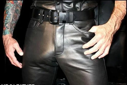 New Men Stretchy Leather Pants Slim Clothing PU Leather Skinny Pants Wet Look Tights Pants