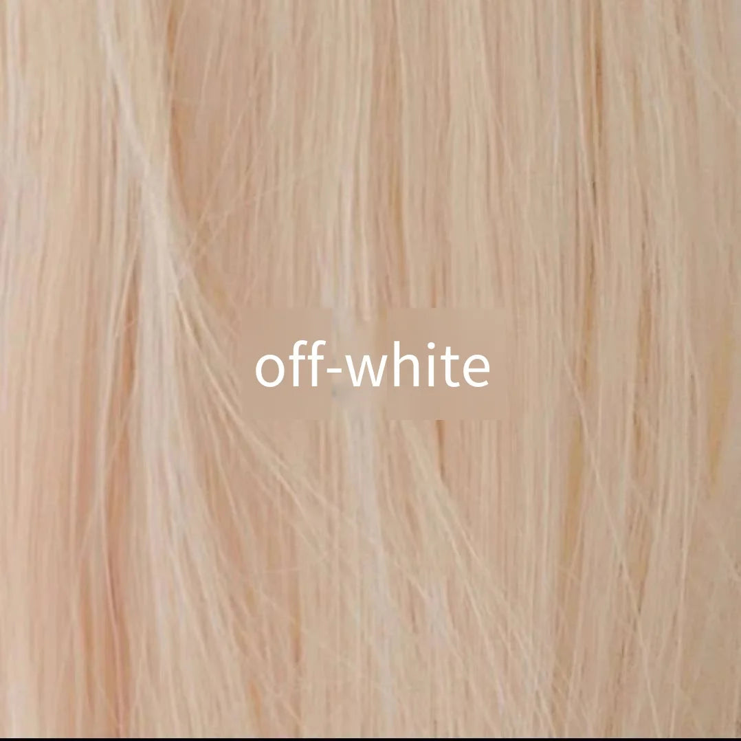 Black Synthetic Wig Fluffy Natural Fringe Waist-Length Straight Hair Women Cosplay Daily Use Of Heat-Resistant Full Head Cover 003-off-white 28inches