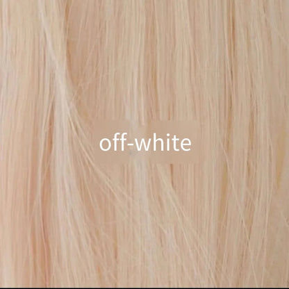 Black Synthetic Wig Fluffy Natural Fringe Waist-Length Straight Hair Women Cosplay Daily Use Of Heat-Resistant Full Head Cover 003-off-white 28inches