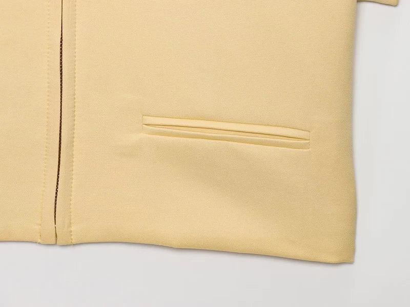 RAFZNB Women's Cropped Jackets Coats Fashion Turn-down Collar Short Sleeve Coats Casual Female Outerwear Chic Tops