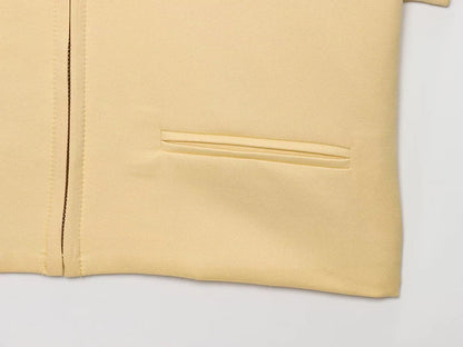 RAFZNB Women's Cropped Jackets Coats Fashion Turn-down Collar Short Sleeve Coats Casual Female Outerwear Chic Tops