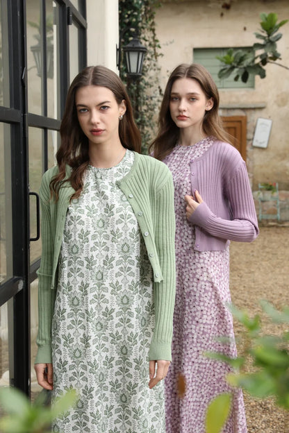 AS 2025 spring summer linen shirt + dress collection high quality print linen and knitting cardigan woman outfit