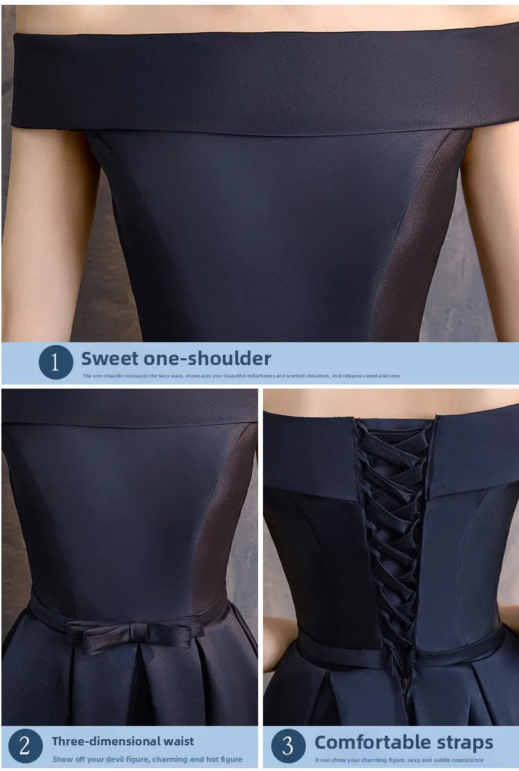 Long Bridesmaid Dress Spring/Summer 2025 New Temperament Satin Bridesmaid Sisters Dress Black Banquet Evening Dress Badiee Stylez