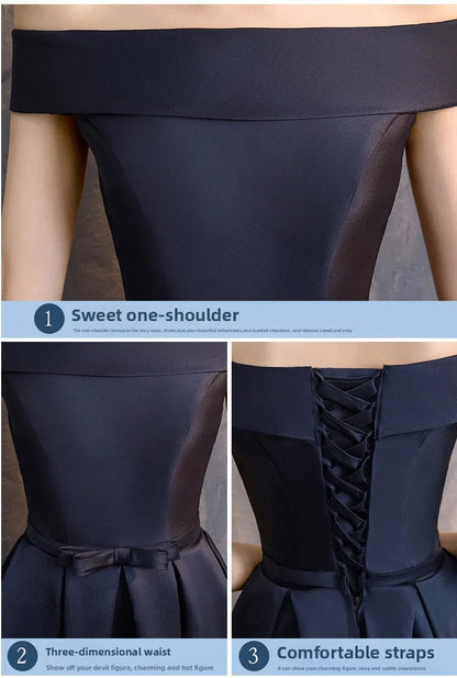 Long Bridesmaid Dress Spring/Summer 2025 New Temperament Satin Bridesmaid Sisters Dress Black Banquet Evening Dress Badiee Stylez