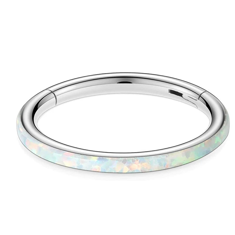 New Titanium Septum Piercing Nose Ring 8-10mm Opal Hinged Segment Clicker Ear Cartilage Earrings Helix Lip Piercing Body Jewelry type3