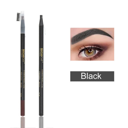 Eyebrow Pencil Waterproof Microblading Eyebrow Pen Tint Tattoo Eyebrows Makeup Cosmetics Natural Long Lasting Eye Brow Pencil 01Black