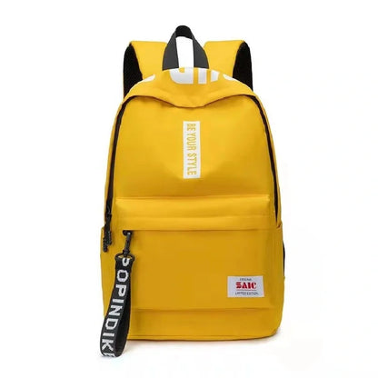 Fashion trend backpack backpack for men and women junior high school high school student bag large capacity korean version of th Yellow