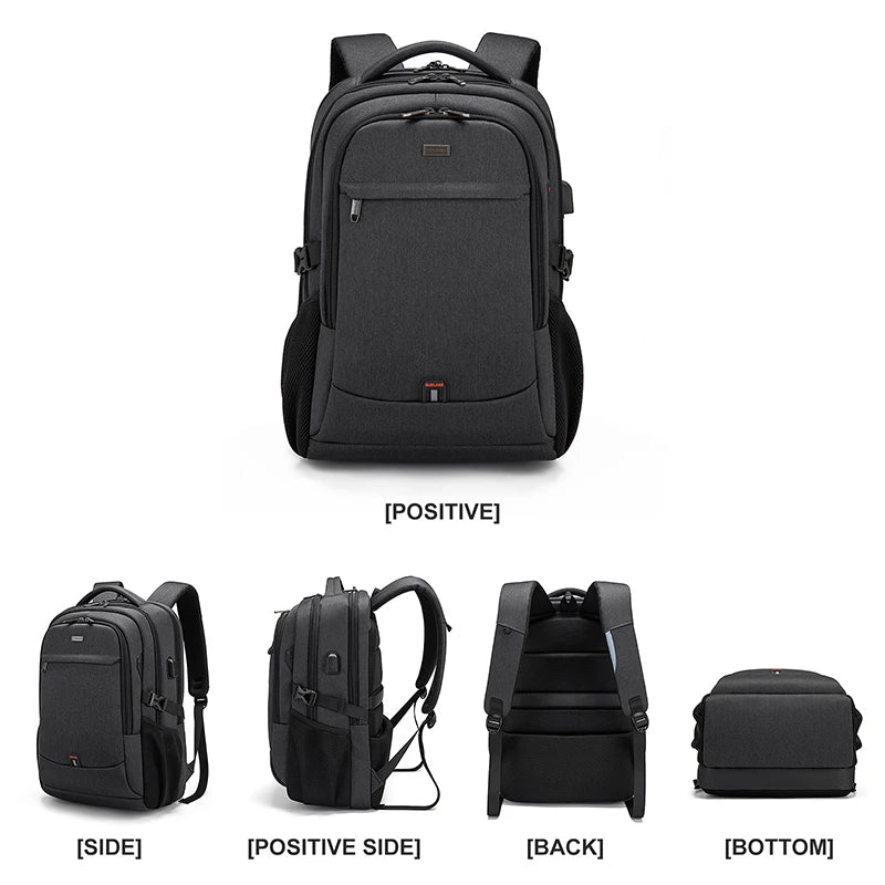 Men's 17.3 Inch Laptop Backpack for Travel College Backpack Waterproof Notebook Business Shoulder Bag With USB Charging Port