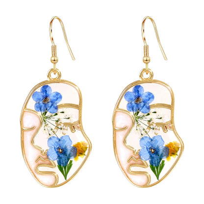 New In Earrings Dried Flower Crystal Dangle Hoop Earrings For Women Stainless Steel Diycharm Long Earring Cute Jewelry Wholesale 3