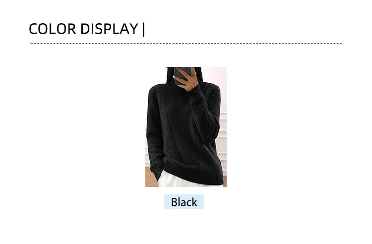 Plus Size Stranded Knit Ribbed Pullover Sweater Casual Solid High Neck Long Sleeve Sweater Suitable for Autumn and Winter