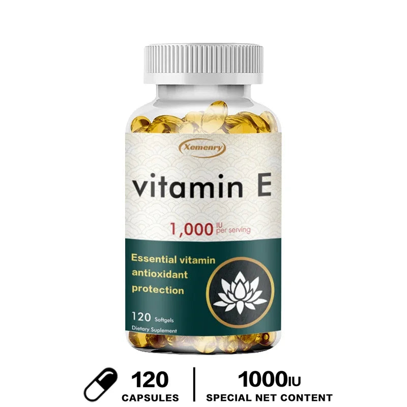 Vitamin E Capsules - Facial Care, Skin, Heart Health, Anti-Aging, Antioxidant 120 Capsules