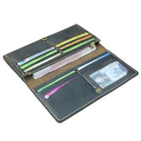 Vintage Genuine leather wallet Men leather long wallet men purse clutch bag male money clips zip around money bag card holder