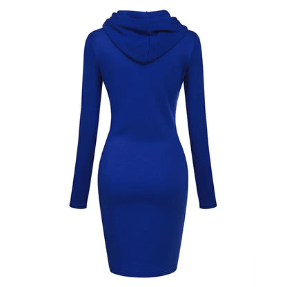 Fashion Sweatshirt Dresses Women's Pocket Hooded Casual Dresses Mini Dresses Badiee Stylez