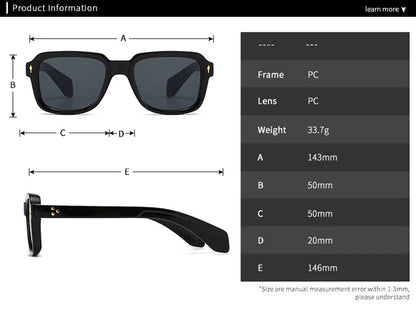 SHAUNA Fashion Sunglasses Women Square Gradient Shades UV400 Retro Rivets Men Sun Glasses