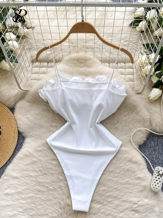 SINGREINY Summer Streetwear Sheath Open crotch Bodysuits Sleeveless Backless Short Rompers Women Solid 3D Flowers Sexy Playsuits