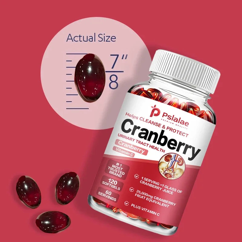 Organic Cranberry Capsules - Rich Vitamin C, Healthy Bladder, Fast Detoxification, Supports Urinary System Health, Antioxidant