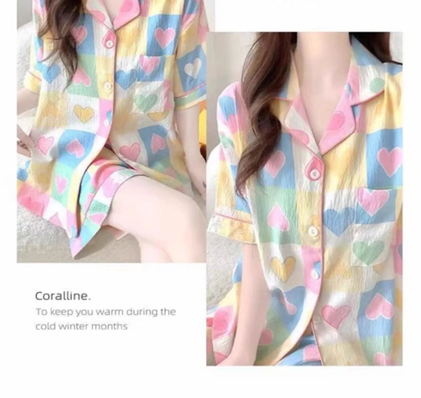 Cute Girl's Summer Cotton Linen ort Sve Nightgown Home Clothes Set Bear Print Gauze Spwear Simple Home Sle