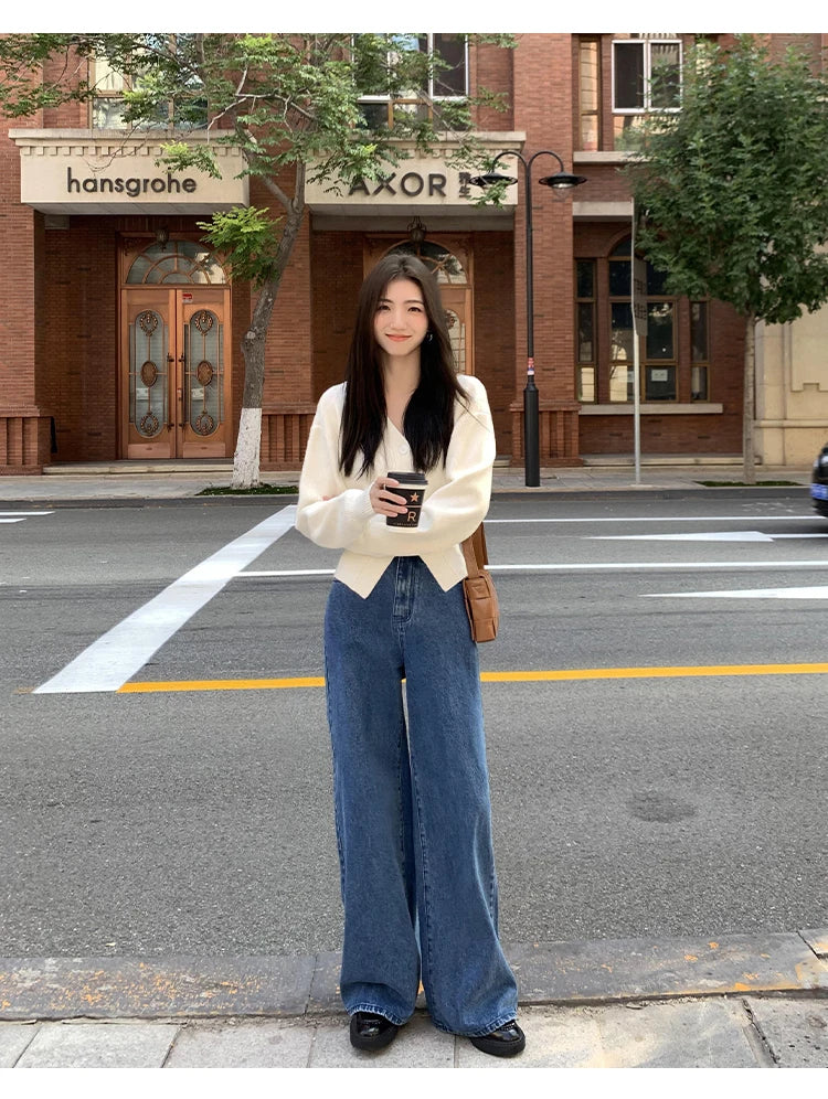 AOSSVIAO Knitted Casual Cardigan 2025 Autumn Winter Elegance Solid Color V-neck Sweater Unique and Niche Slim Fit Tops Badiee Stylez