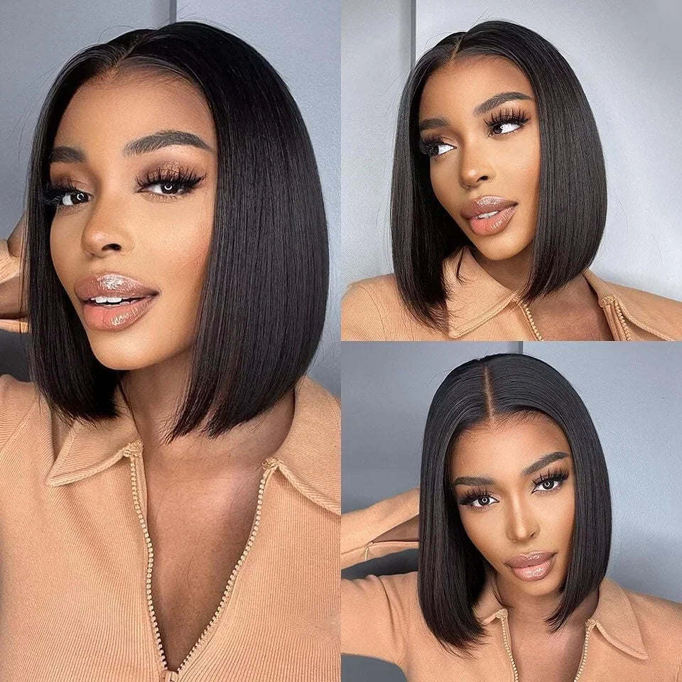 Bone Straight Bob Wig Human Hair 13x4 Lace Wigs Transparent Lace Human Hair Short Wig Pre Plucked 200% Density For Women Badiee Stylez