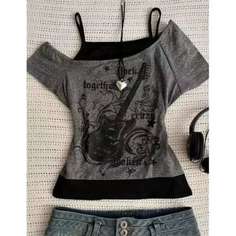 American Retro Sweetheart Red Lips Letter Print Slim Short-sleeved T-shirt Women Summer Fashion Street Hot Sexy Casual Top 6